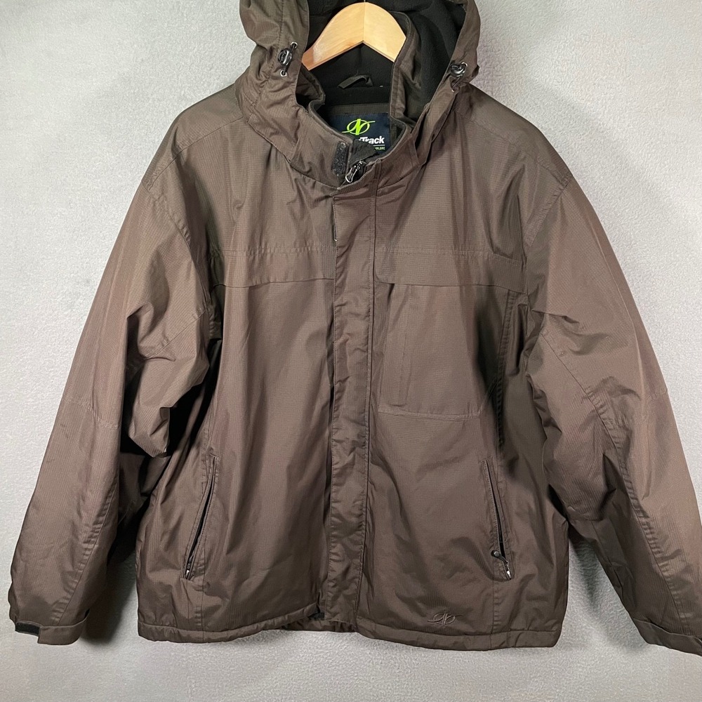 NordicTrack Mens XXL Brown Hooded Jacket Fleece Lined Zip Up Coat‎